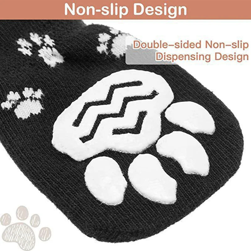 Anti Slip Dog Socks Dog Grip Socks with Straps Traction Control for Indoor on Hardwood Floor Wear Pet Paw Protector for All Dogs