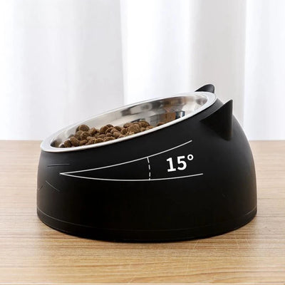 Stainless steel cat bowl, dog bowl, cervical protection cat bowl, slanted mouth pet food bowl