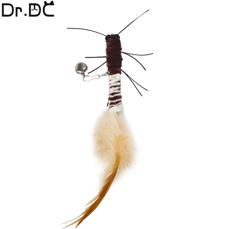 Dr.DC Wire Teasing Cat Stick Insect Dragonfly Feather Cat Supplies Cat Pet Moth Toy Interactive Fun Pet Cat Toy Pole