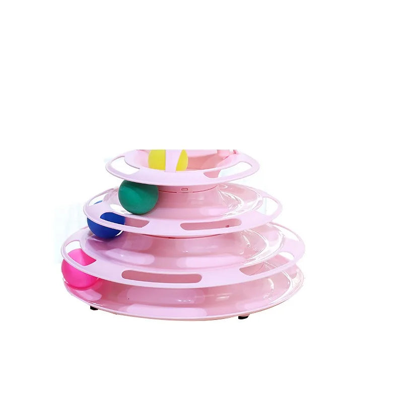 Pet cat toy Three-layer ball cat Turntable Cat interactive educational track toy cat space tower play plate