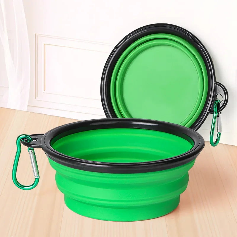 Collapsible Pet Silicone Dog Food Water Bowl Outdoor Camping Travel Portable Folding Pet Supplies Pet Bowl Dishes with Carabiner