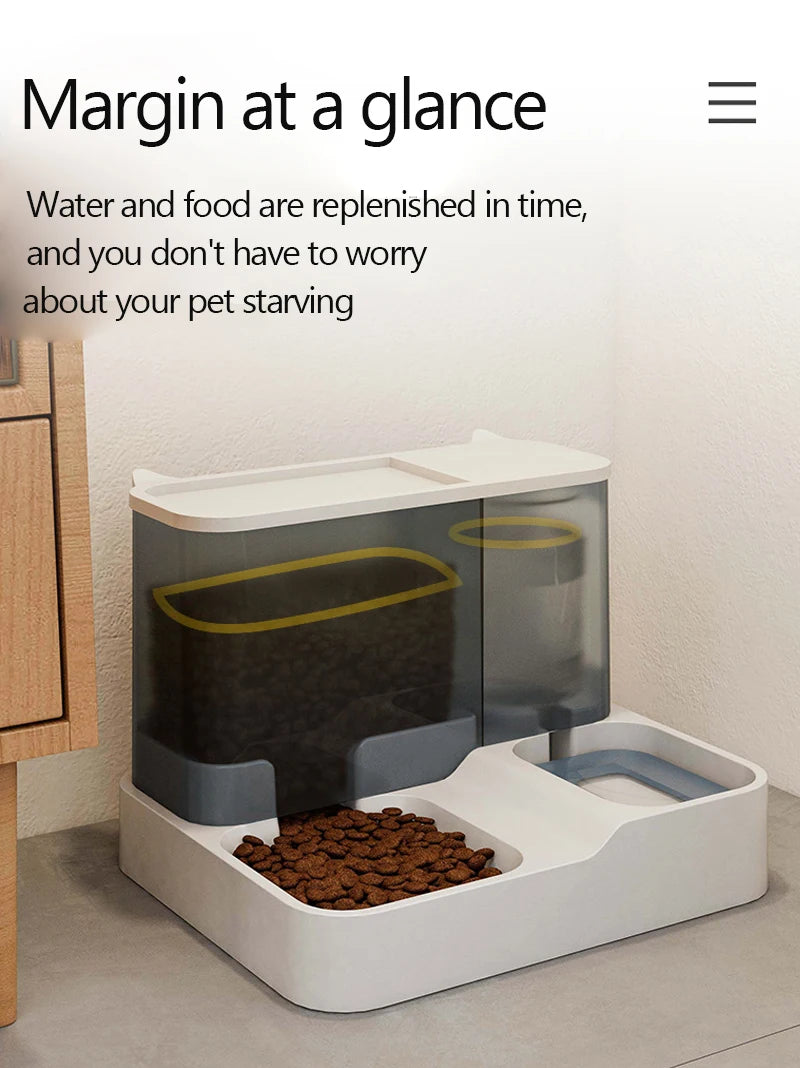 Large Capacity Automatic Cat Food Dispenser Drinking Water Bowl Pet Supplies Wet and Dry Separation Dog Food Container