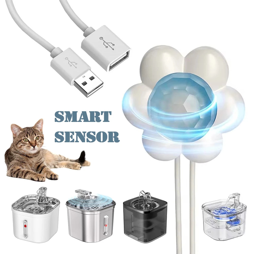 Cat Water Dispenser Smart Sensor Switch Pet Water Fountain Motion Intelligent Sensor USB Universal 180° 9.8ft Auto Sensing