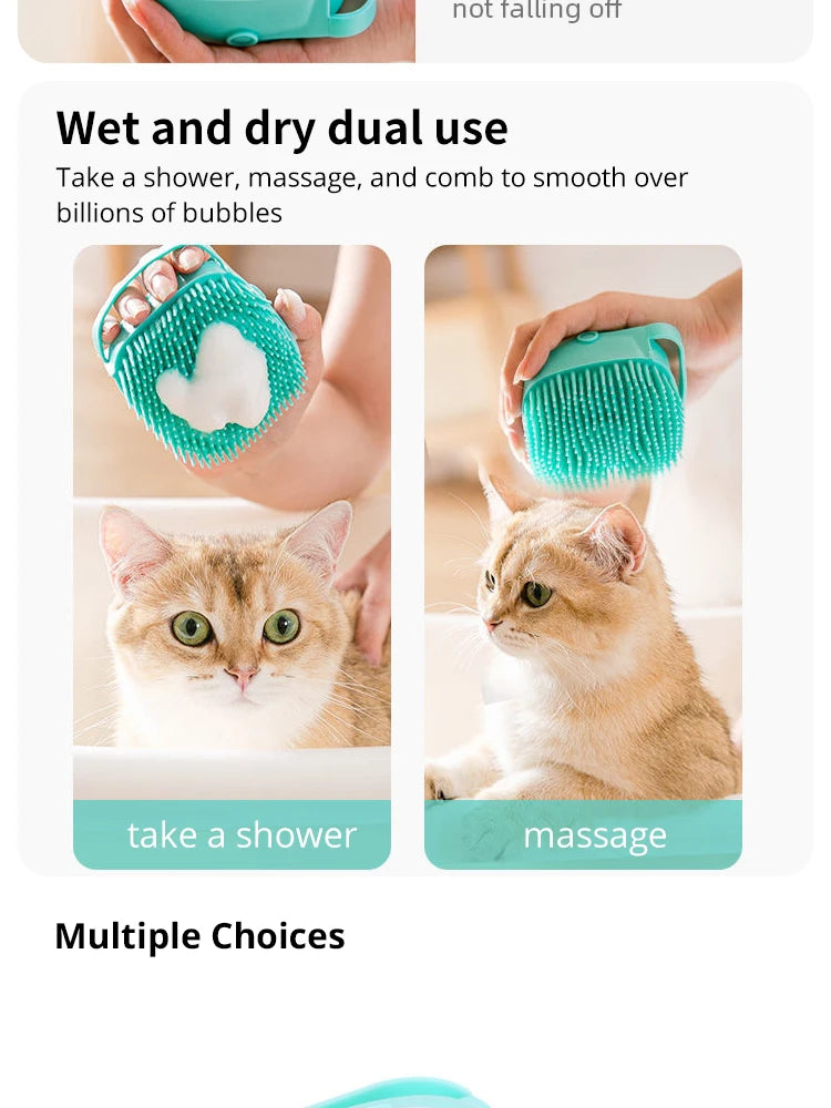 Pet Bathing Brush Soft Silicone Massager Shower Gel Bathing Brush Clean Tools Comb Dog Cat Cleaning Grooming Supplies ﻿