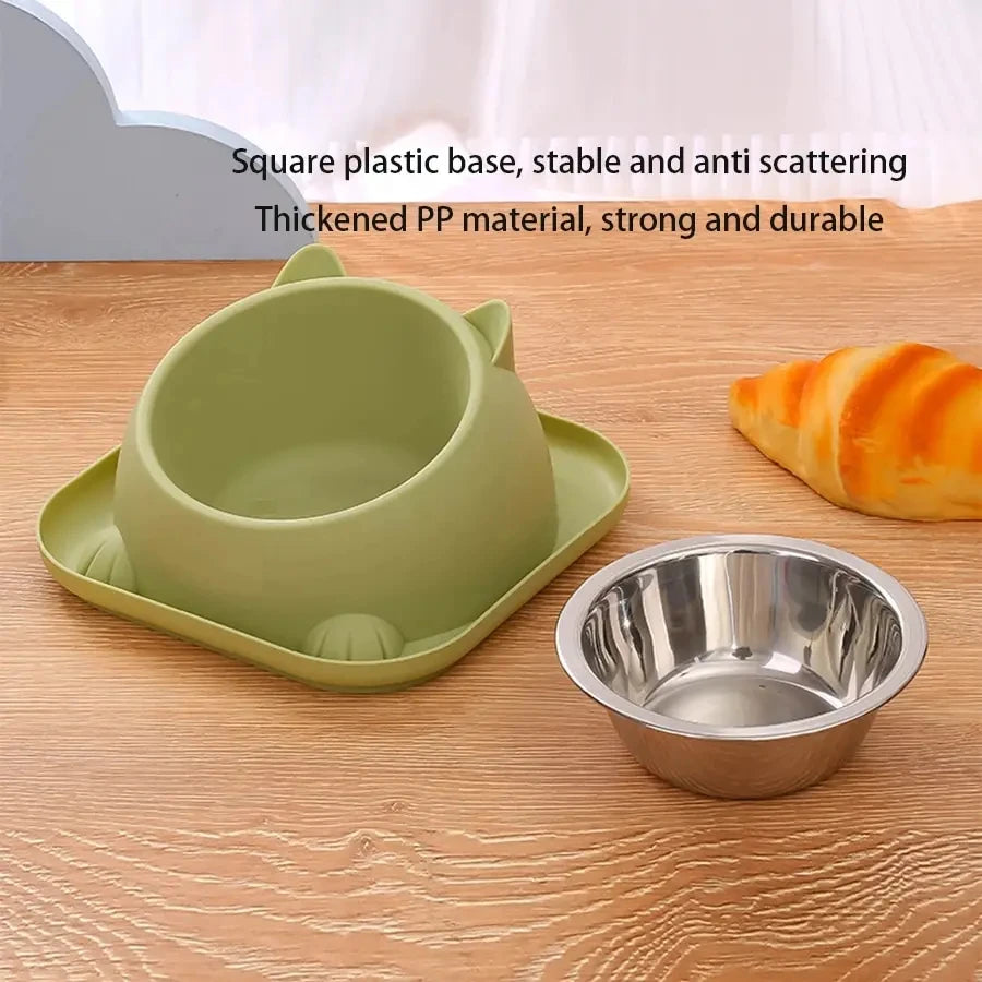 Pet Cat/Dog Bowl With Ant-proof Square Base, Anti-spill And Anti-leakage Design, Diagonal Anti-choke And Cross-neck Cat Bowl