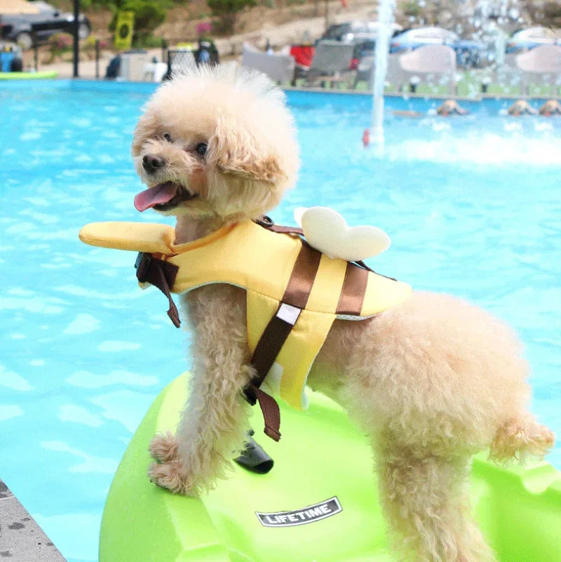 Summer Little Bee Dog Swimsuit Waterproof Puppy Life Jacket Breathable Dog Clothes Harness Swimming Safety for Dog Pet Supplies