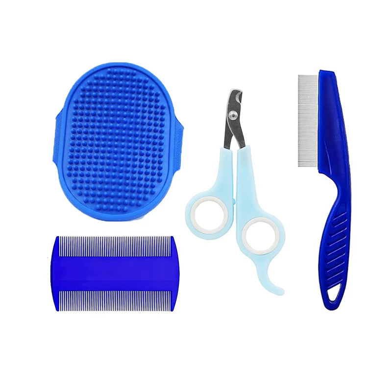 Rabbit Grooming Kit Tear Stain Remover Cleaning Combs Pet Nail Clipper Double-Sided Shampoo Bath Brush for Guinea Pig Bunny