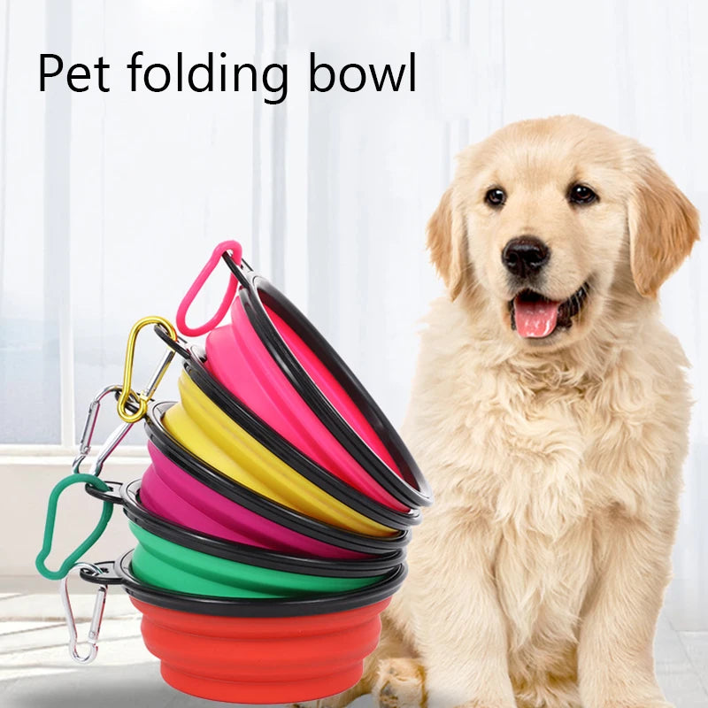 Mountaineering Buckle Silicone Pet Bowl Folding Bowl Outdoor Special Imitation Silicone Dog Bowl Portable For Outdoor Use