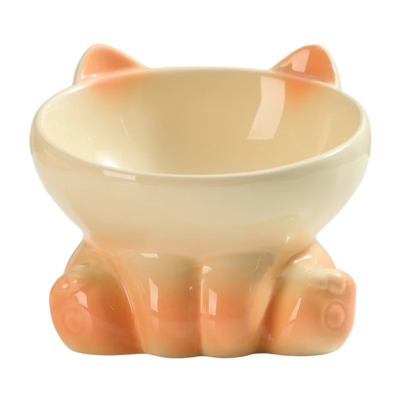 Cat Bowl Pet Accessories Ceramic Diagonal High Feet Cute Protection Cervical Spine Dog Bowl Drink Water Bowl Pet Supplies