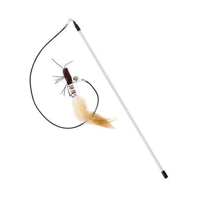 Dr.DC Wire Teasing Cat Stick Insect Dragonfly Feather Cat Supplies Cat Pet Moth Toy Interactive Fun Pet Cat Toy Pole