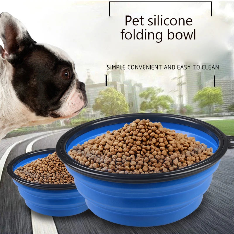 Mountaineering Buckle Silicone Pet Bowl Folding Bowl Outdoor Special Imitation Silicone Dog Bowl Portable For Outdoor Use