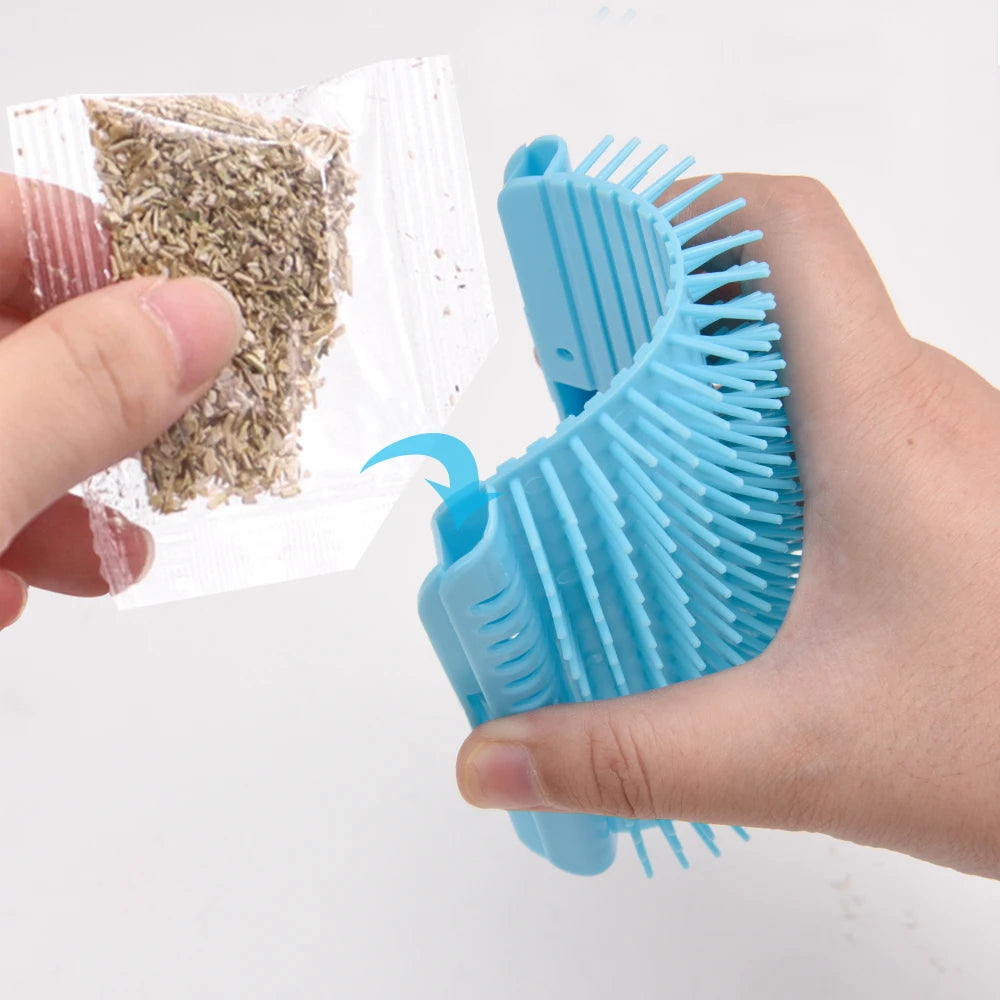 2/1PCS Cat Brush Comb Cat Toy with Catnip Cat Wall Brush Corner Cat Scratcher Massage Self Groomer Comb Pet Brush Corner