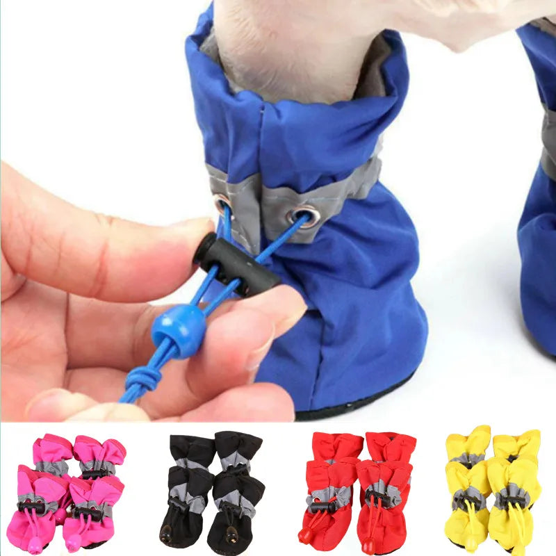 4pcs/set Waterproof Pet Dog Shoes Chihuahua Anti-slip Rain Boots Footwear For Small Cats Dogs Puppy Dog Pet Booties