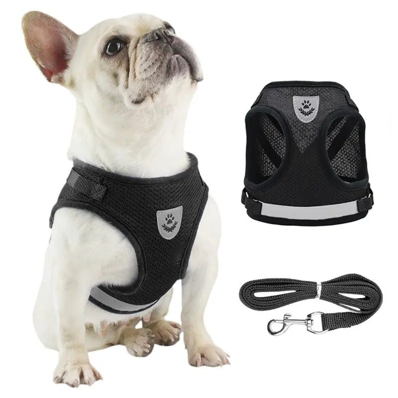 Pet Leash Undershirt Harnesses Mesh Breathable Adjustable Easy Control Reflective Undershirt Dog Harness Collar