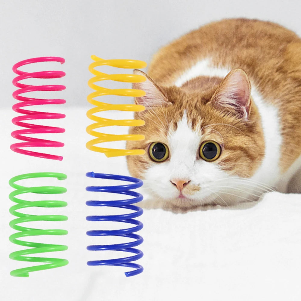 Kitten Cat Toys Wide Durable Heavy Gauge Cat Spring Toy Colorful Springs Cat Pet Toy Coil Spiral Springs