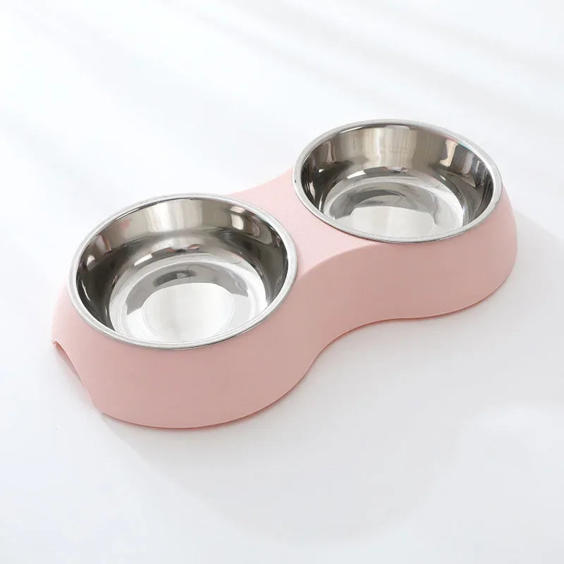 Double Pet Food Bowl Stainless Steel Drinkware Pet Drinking Food Dog Food Puppy Feeding Supplies Kitten Food Water Accessories