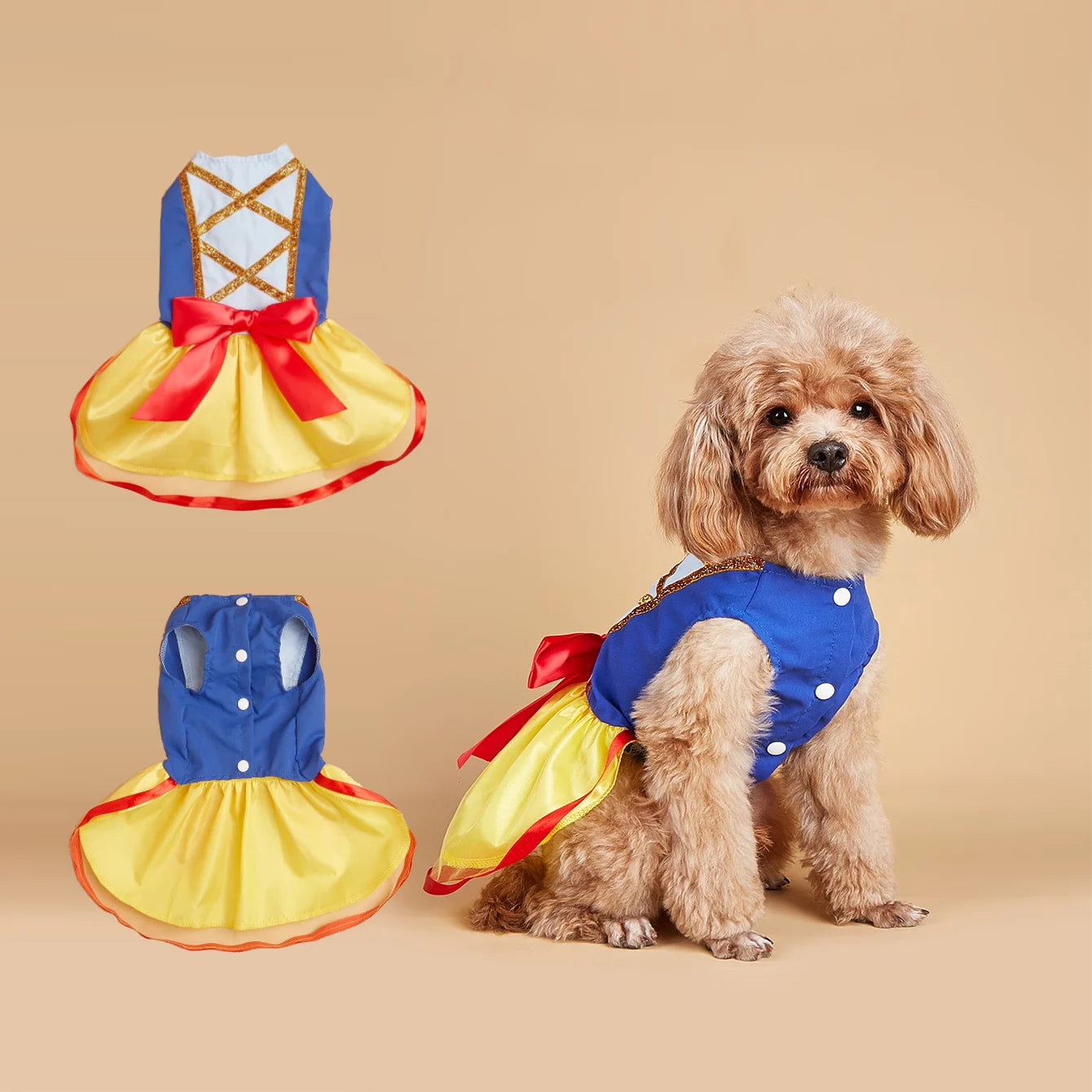 Snow Dog Costume - Christmas Princess Puppy Dress, Snow Pet Apparel for Party Christmas Halloween Special Events Costume