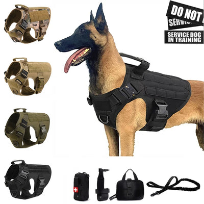 K9 Tactical Military Vest – Set di imbracatura e guinzaglio per cani da addestramento per tutte le razze