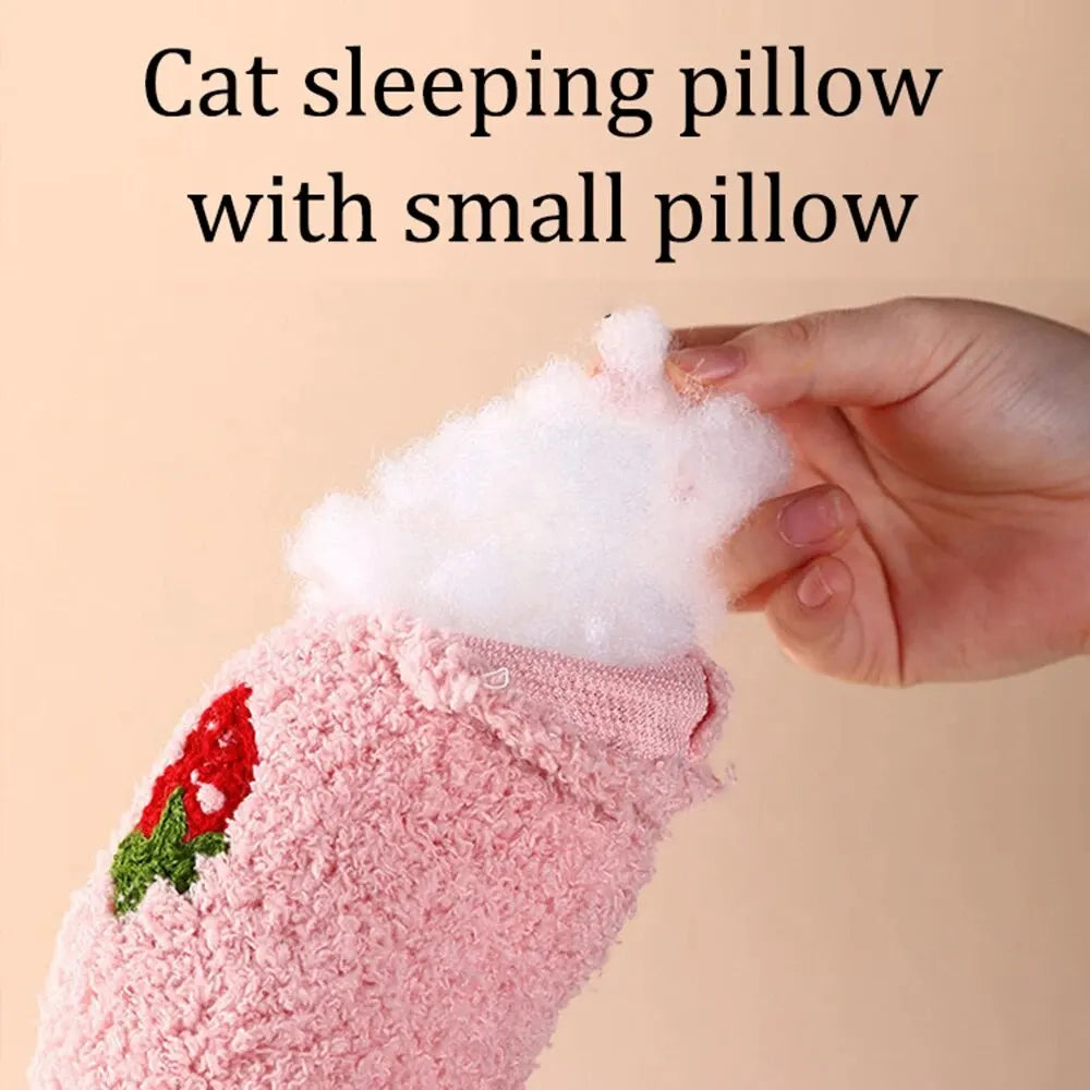 1PC Little Pillow for Cats, Ultra Soft Fluffy Pet Calming Toy Half Donut Cuddler for Joint Relief Sleeping Improve