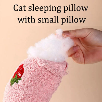 1PC Little Pillow for Cats, Ultra Soft Fluffy Pet Calming Toy Half Donut Cuddler for Joint Relief Sleeping Improve