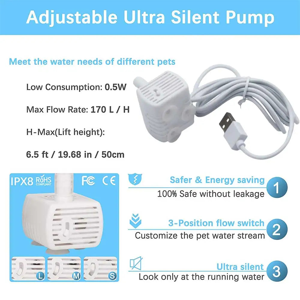 Water Pump Pet Cat Water Fountain Anti-dry Burning Motor Replacement for Cat Flowers Drinking Bowl Water Dispenser Pet Products