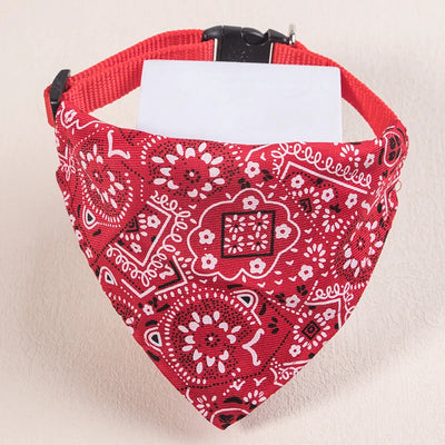 Adjustable Pet Puppy Cat Scarf Bandana Collar Neck Scarf For Small Dogs Kitten Saliva Towel PU Collar with Triangular Bandage