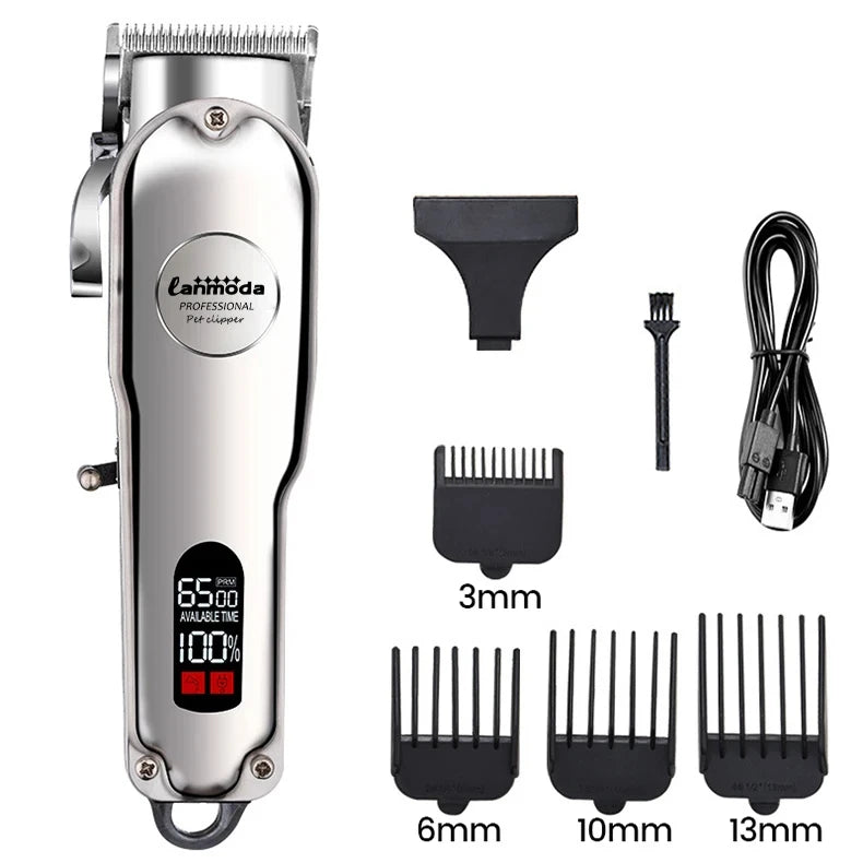 Professional Dog Hair Clipper All Metal Rechargeable Pet Trimmer Cat Shaver Cutting Machine Puppy Grooming Haircut Low Noice