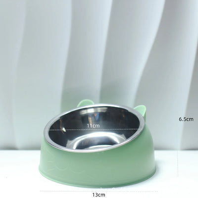 Stainless Steel Cat Bowls Dog Bowls Double Bowls To Protect Neck Spine Cat Bowls Slanted Mouth Pop Pet Food Bowls Cat Supplies