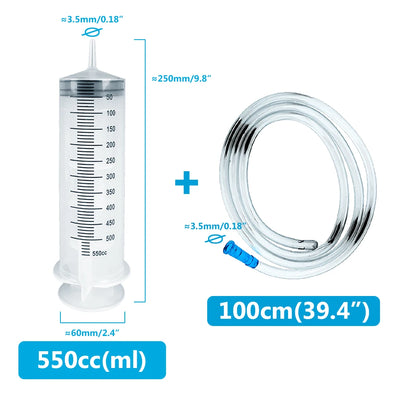 100ml-550ml Syringe Large Capacity With Multifunction 100cm Hose Pump Measuring Washable Injector For Pet Feeding Oil Glue Fluid