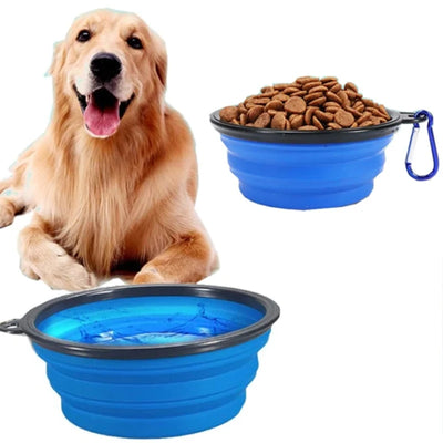 Collapsible Dog 1000ml Folding Silicone Bowl Pet Outdoor Travel Portable Puppy Food Container Feeder With Carabiner