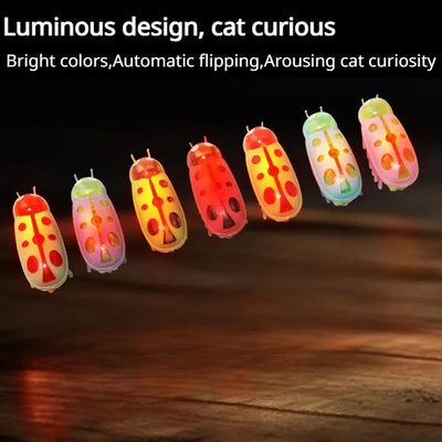 Cat Toys Light-up Electric Worms Pet Interactive Puzzle Mouse Beetles Automatic Flip to Avoid Obstacles Teasing Cat Pet Toys